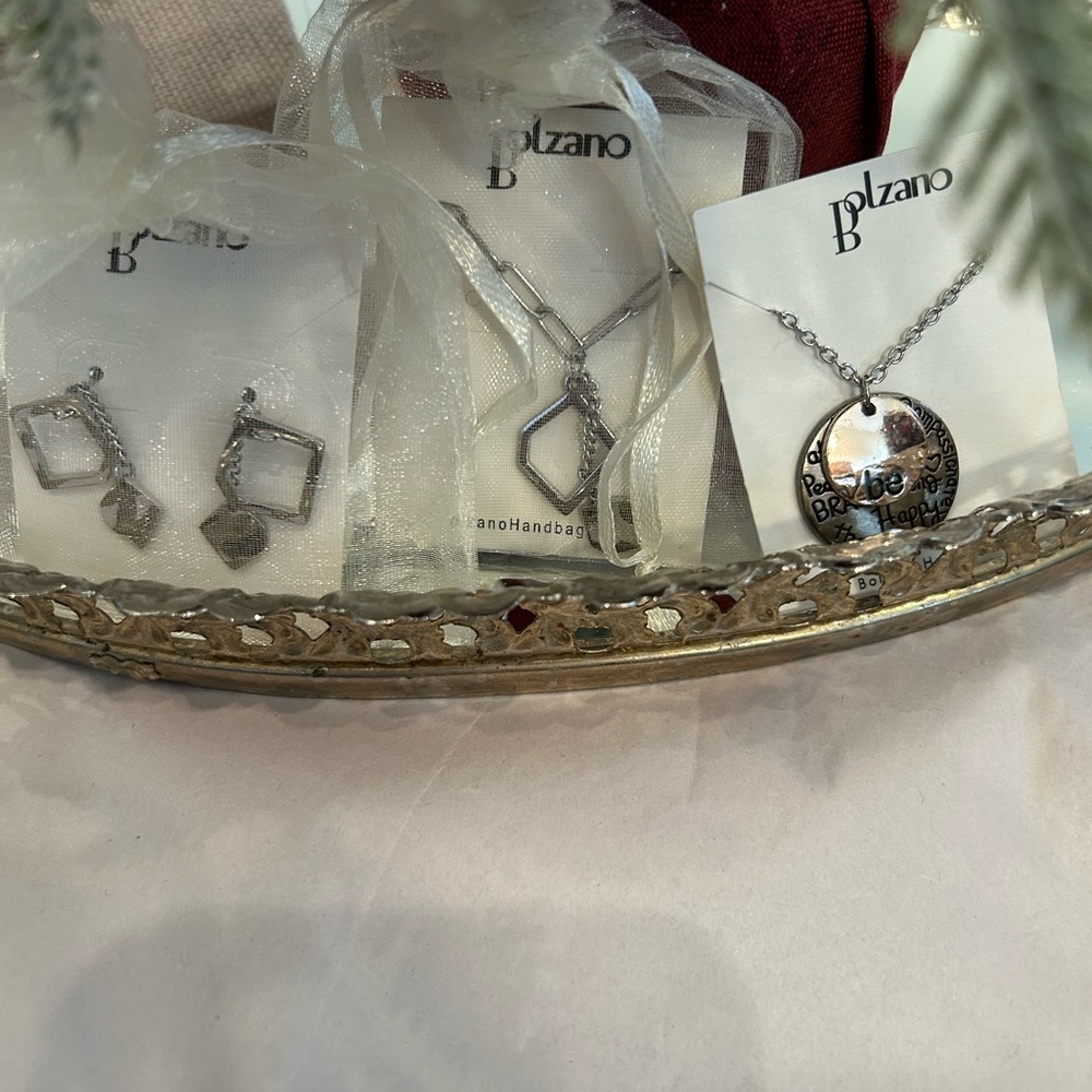 Bolzano jewelry set an extra necklace Silver Dangle Earrings , bracelet NEW